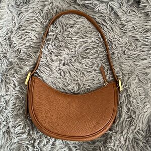 Quince Italian leather mini satchel shoulder bag in Cognac.
